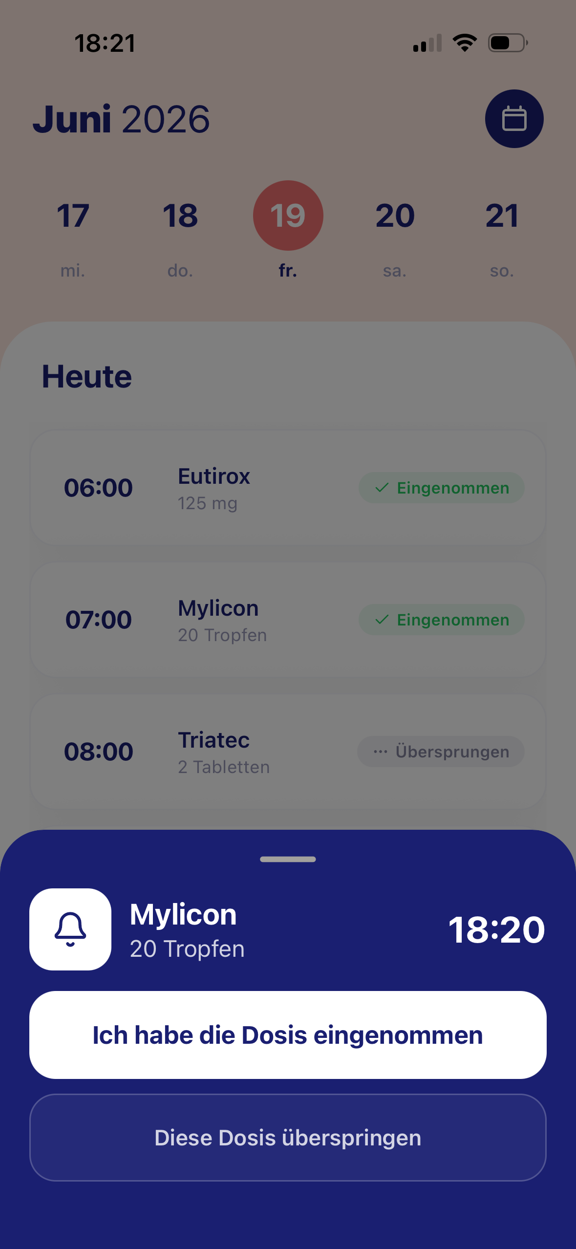 Dosly — Behalte jede Dosis im Blick